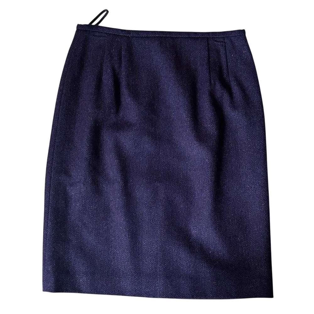 Vintage Talbots Petites Pencil Skirt Herringbone Wool Sz 10P Purple Career Wear